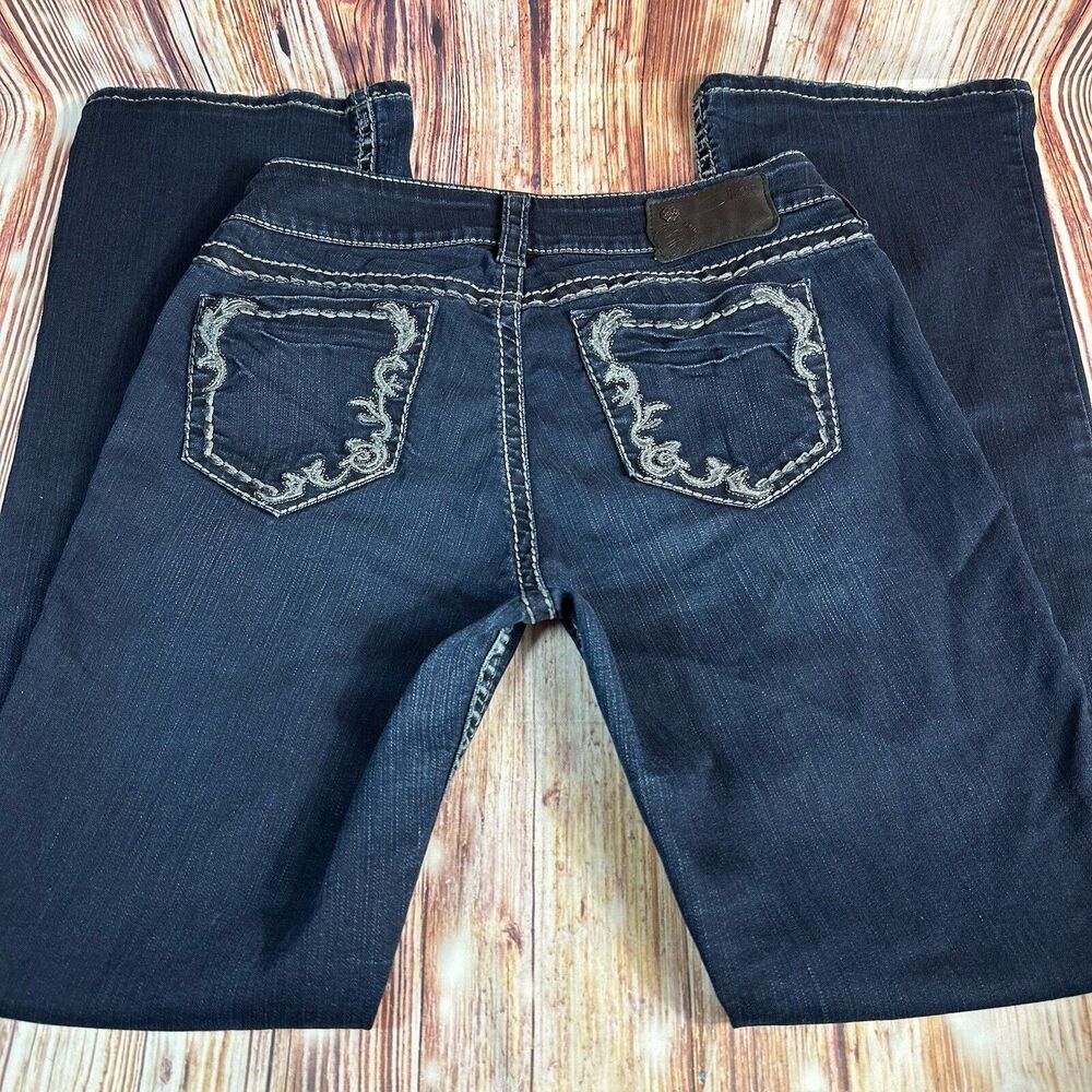 Silver SUKI Womens Size 29 Blue Mid Rise Boot Cut Jeans Denim Pants 27x30.5 - Picture 3 of 12